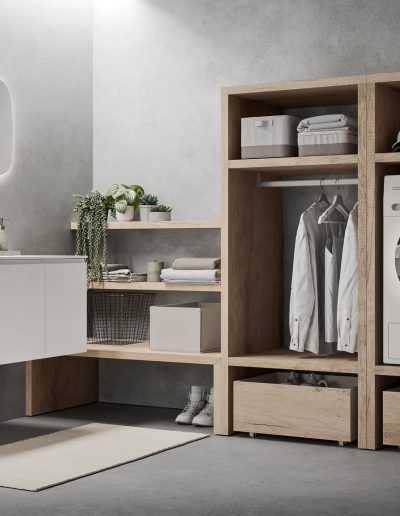 Composizione arredo bagno moderno in legno e ceramica - Lucio Melluso
