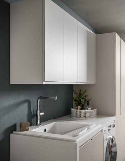 Dettaglio Mobili bagno di design con doppio lavabo integrato - Lucio Melluso Messina